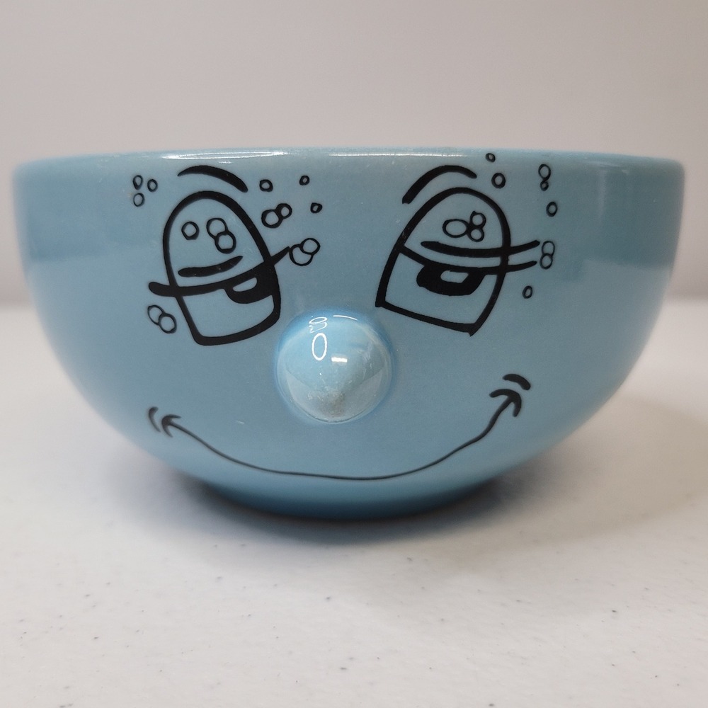 Livingware Collection Blue Ceramic Face Bowl 3D Nose Novelty Cereal Soup Mug‎